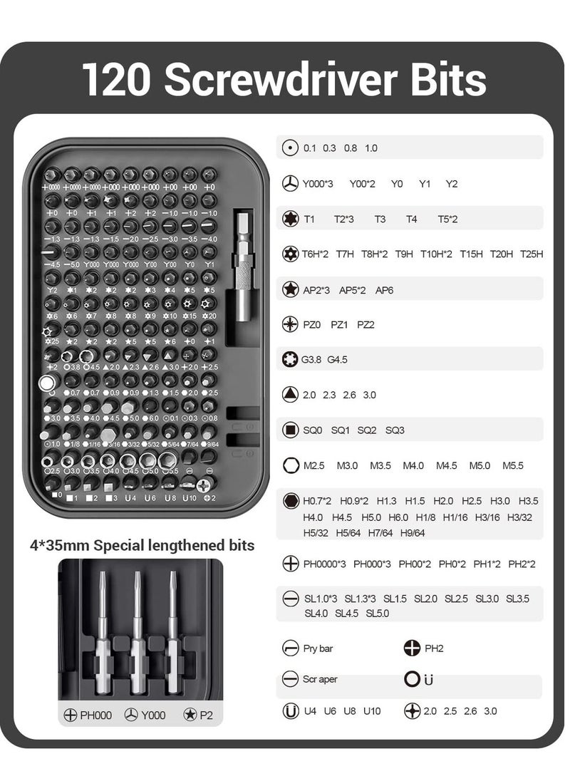 BORTONY Screwdriver Set 130 in 1 Electronics Tool Kit with 121 Bits Magnetic Repair Tool Kit with Tweezer Flat Phillips Pentalobe Torx Star Screwdriver for Computer Xbox iPhone PC  - Image 2