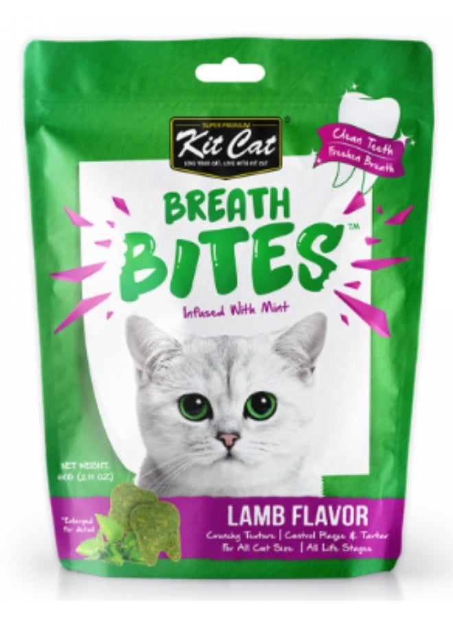 Kit Cat Breath Bites – Mint-Infused Lamb Flavor Dental Treats for Cats (60g)