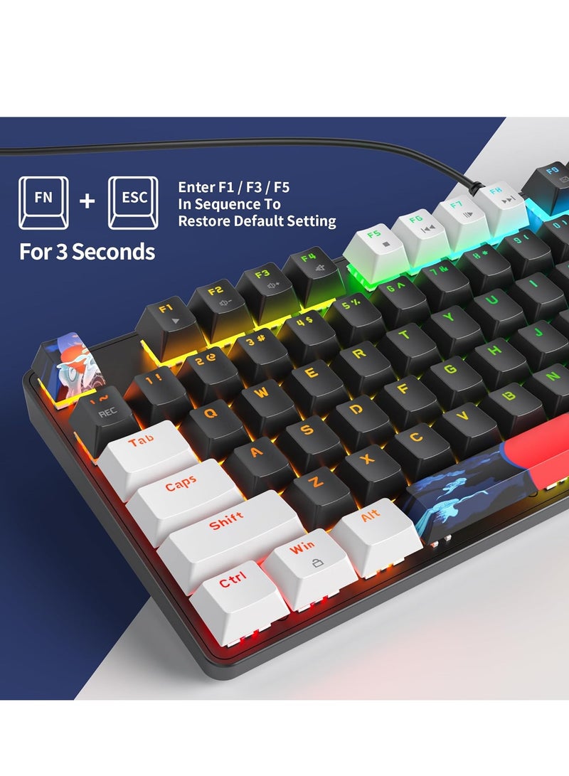 CAL STAR HK-500 Gaming Mechanical Keyboard with RGB Backlight, Blue Switch, 104 Keys Anti-Ghosting, 12 Lighting Modes, Waterproof + Gaming Mouse Pad – Wired Keyboard for Gaming & Office - Image 3