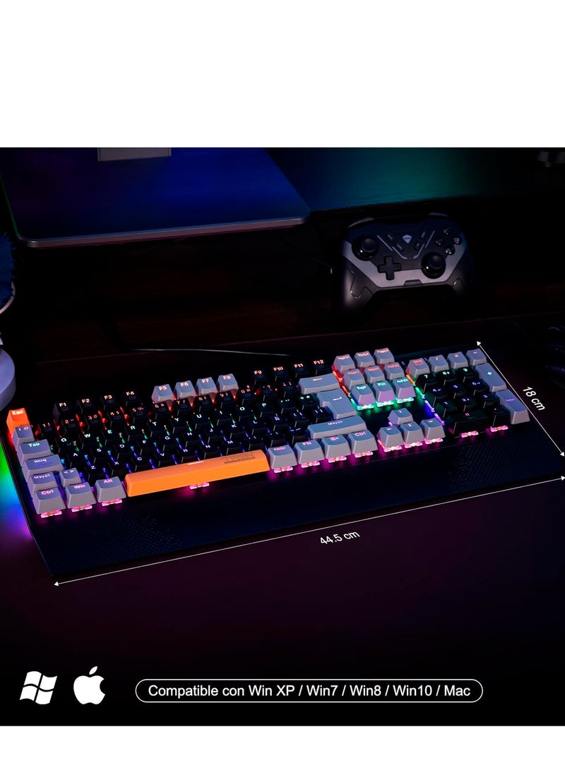 CAL STAR HK-500 Gaming Mechanical Keyboard with RGB Backlight, Blue Switch, 104 Keys Anti-Ghosting, 12 Lighting Modes, Waterproof + Gaming Mouse Pad – Wired Keyboard for Gaming & Office - Image 2