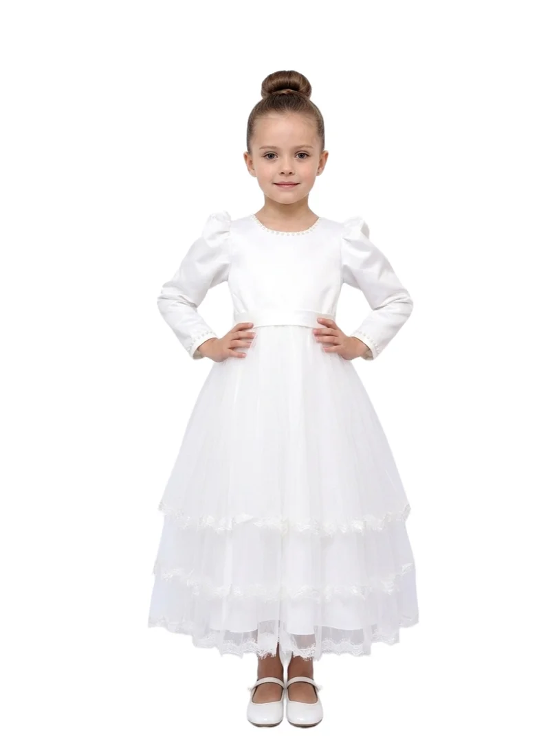 Bidani Elegant Tiered Tulle Flower Girl Gown