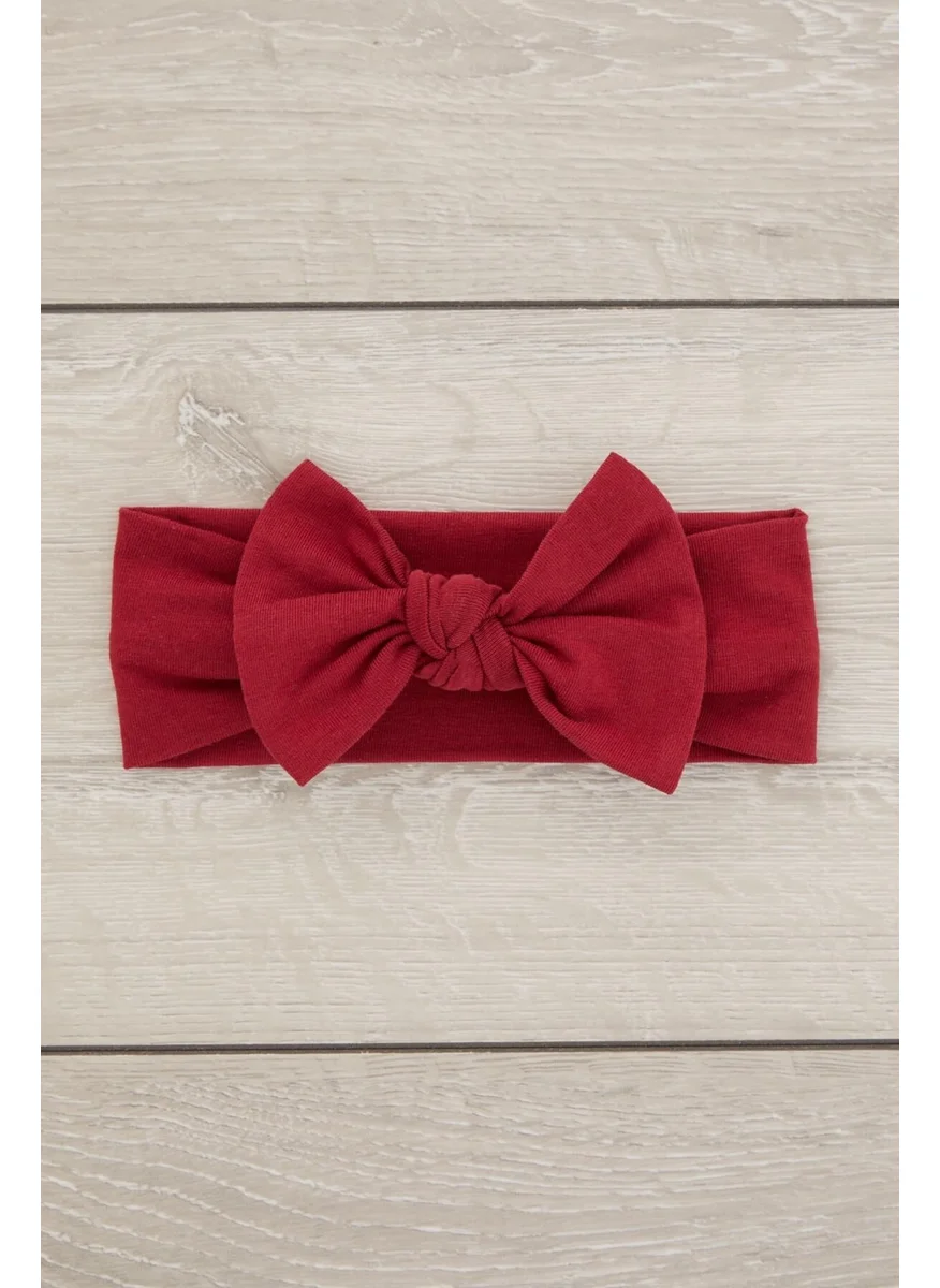 Babygiz Claret Red Handmade Soft Bow Tied Natural Cotton Combed Cotton Baby Kids Girls Bandana Elite Series