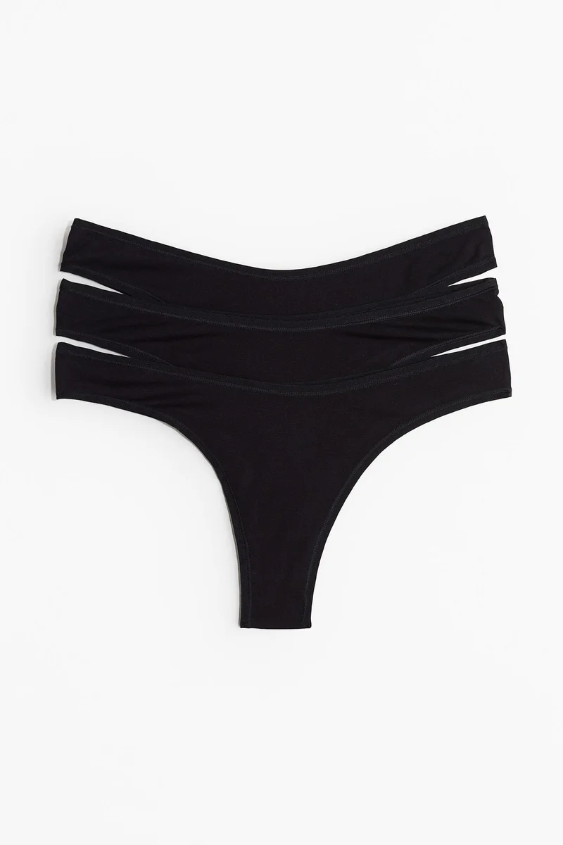 اتش اند ام سروال بقصّة برازيلية من القطن - عبوة من 3 قطع