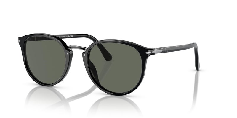 Persol PO3210S Round Sunglasses, Black/Green, 54 mm - Image 1