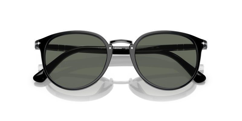 Persol PO3210S Round Sunglasses, Black/Green, 54 mm - Image 5