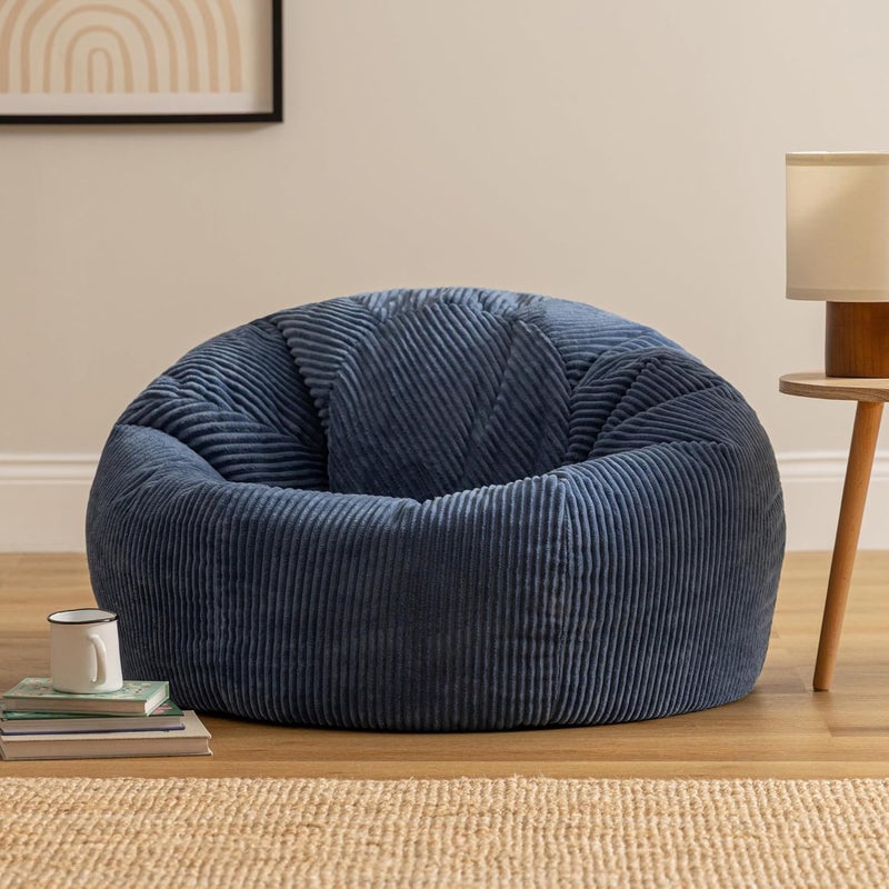 ICON Kingston Cord Bean Bag, Denim Blue, Large Adult Bean Bag Chair with Filling Included, Comfy Chair, Pouffe Footstool, Living Room Furniture, Bedroom Furniture - Image 4