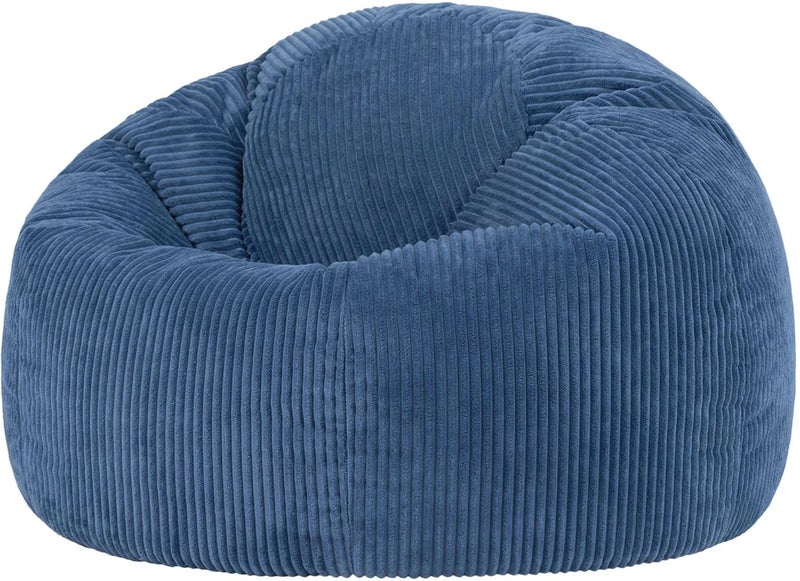 ICON Kingston Cord Bean Bag, Denim Blue, Large Adult Bean Bag Chair with Filling Included, Comfy Chair, Pouffe Footstool, Living Room Furniture, Bedroom Furniture - Image 1