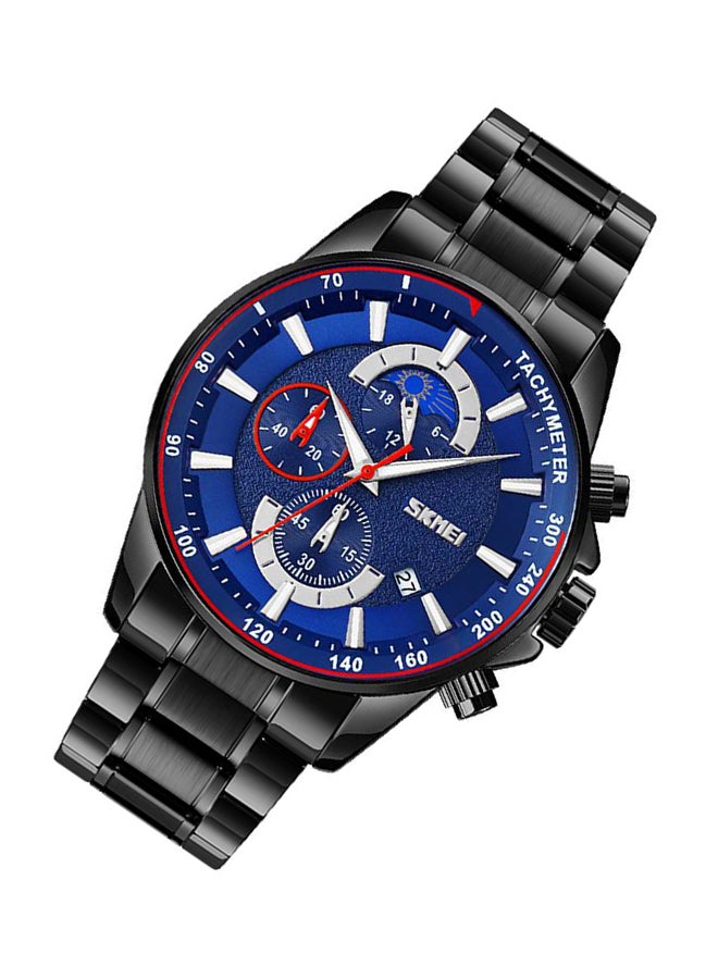 Men's Luxury Stainless Steel Strap Watch  Chronograph Date Quartz Wristwatches 0529BKBU - Image 4