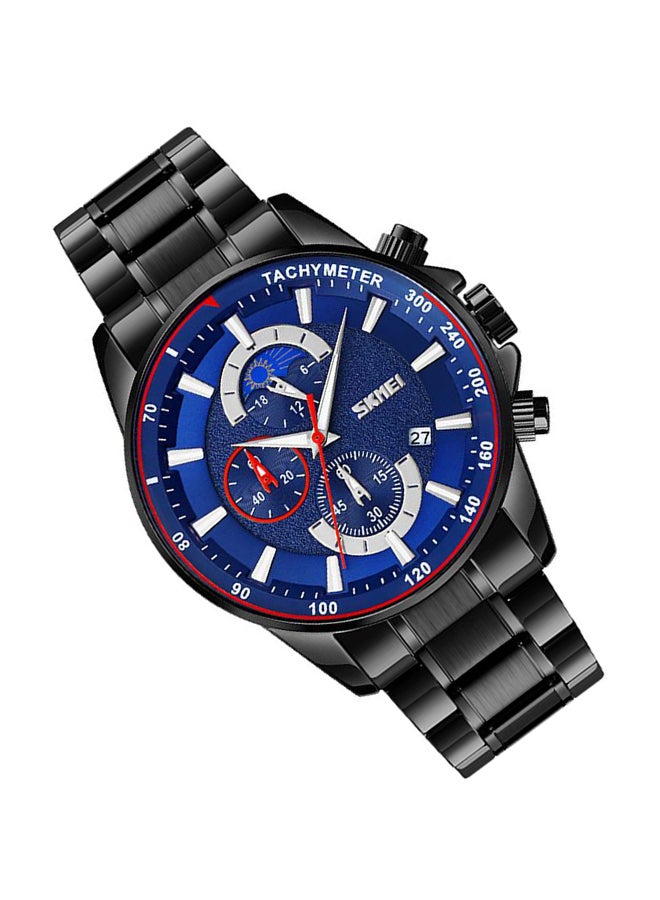 Men's Luxury Stainless Steel Strap Watch  Chronograph Date Quartz Wristwatches 0529BKBU - Image 5