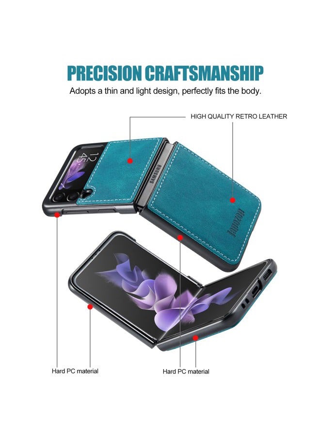 japezop Samsung Galaxy Z Flip 3 5G Case,Galaxy Z Flip 3 Leather Phone Case with Hard Shockproof Back Cover Slim Durable, for Galaxy Z Flip 3 5G 2021 (Green) - Image 5
