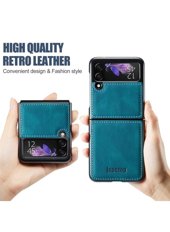 japezop Samsung Galaxy Z Flip 3 5G Case,Galaxy Z Flip 3 Leather Phone Case with Hard Shockproof Back Cover Slim Durable, for Galaxy Z Flip 3 5G 2021 (Green) - Image 2