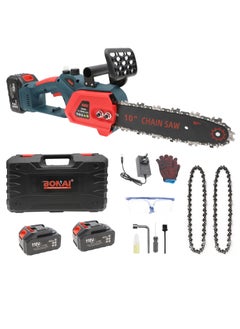 Mini Chainsaw 10" (about 25 cm) Guide Bar with Oil System and 21V High Power capacity with 2 Batteries Lightweight Cordless Portable for Home Use Cutting Branches and Wood Yard Lawn and Garden