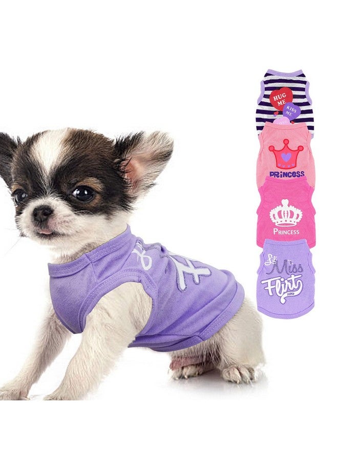 4 Pieces Puppy Clothes for Small Dogs Girl Summer Soft Puppy Clothes Cute Chihuahua Teacup Dog Clothes Female Dog Shirts Pet Clothing (X-Small) - Image 1