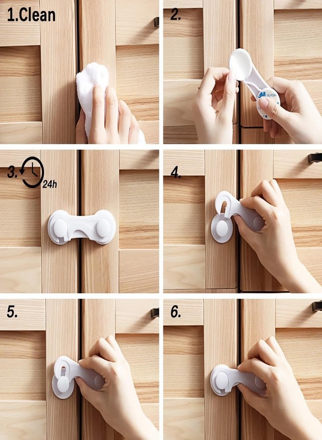 MeeTo Acrylonitrile Butadiene Styrene Cabinet Door Locks for Baby Safety Proofing, Door Locks with Adhesive, Childproof Latch for Protecting Kids Toddler and Infant, Pack of 5 - Image 5