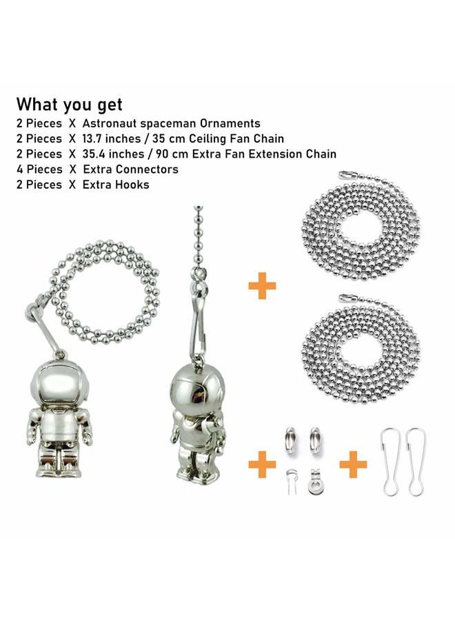 Wayilea Ceiling Fan and Light Pulls Chain, Stainless Steel Extension Beaded Chains Replacement, Decorative Astronaut Ornaments for Kids Gifts Lamp Fixture Space Aviator Pilot Theme Decor - Image 4