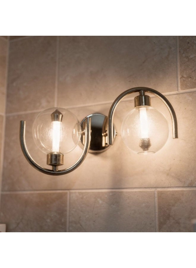 DANUBE HOME مصباح حائط معاصر مصابيح حائط داخلية فوانيس مثبتة على الحائط مزودة بإضاءة LED تصميم حديث إضاءة داخلية لغرفة النوم غرفة الطعام غرفة المعيشة L10xW20xH35cm-نيكل - Image 1