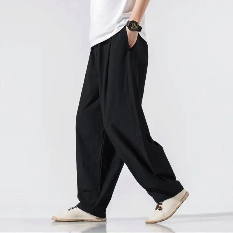 Chiffon Modified Hanfu Pants Mens Loose Casual Wide Leg Pants Summer New Style Straight Pants Guofeng Retro Skirt Pants - Image 1