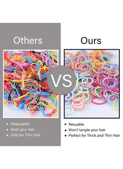 Bluezoo 300PCS Elastic Hair Bands for Kids and Women, 3 Styles Small Thin Hair Ponytail Holder, Baby Girls Hair Ties No Damage, Diameter 1.0inch Mini Colorful Rubber Bands Accessories, Daughter Birthday Gift  - Image 2