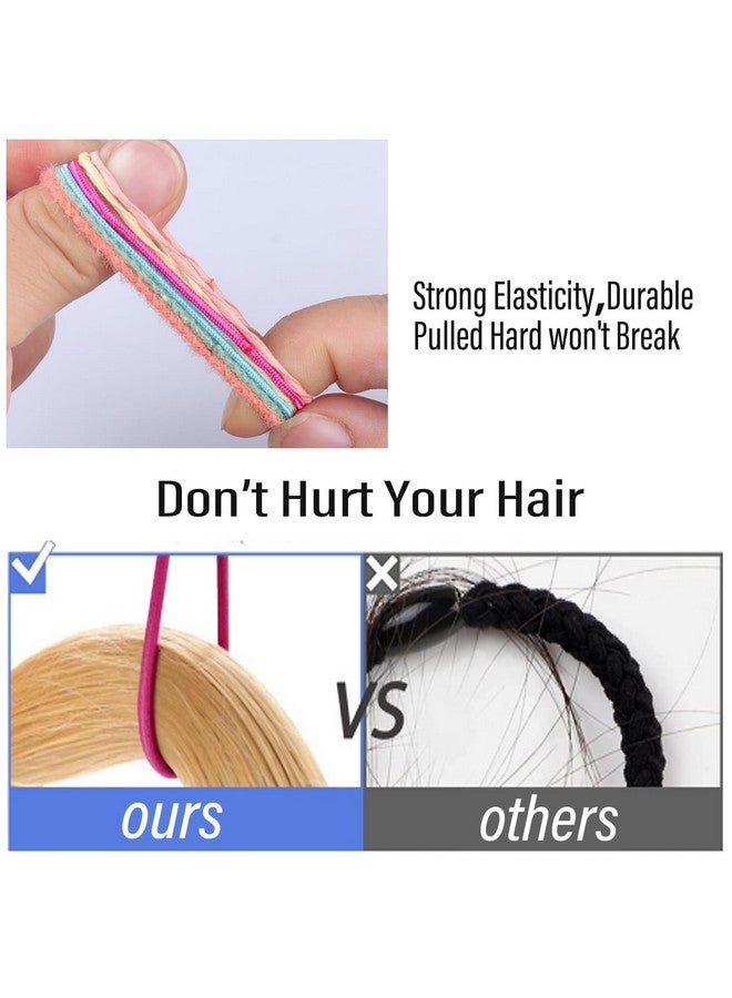 Bluezoo 300PCS Elastic Hair Bands for Kids and Women, 3 Styles Small Thin Hair Ponytail Holder, Baby Girls Hair Ties No Damage, Diameter 1.0inch Mini Colorful Rubber Bands Accessories, Daughter Birthday Gift - Image 3