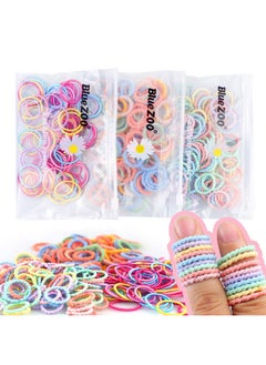 Bluezoo 300PCS Elastic Hair Bands for Kids and Women, 3 Styles Small Thin Hair Ponytail Holder, Baby Girls Hair Ties No Damage, Diameter 1.0inch Mini Colorful Rubber Bands Accessories, Daughter Birthday Gift  - Image 1