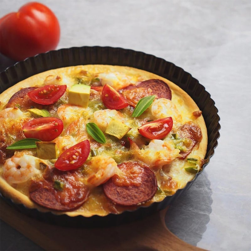 Non-Stick Fluted Tart and Pizza Pan, Round Quiche Baking Tin, Black (26 cm) - Image 5