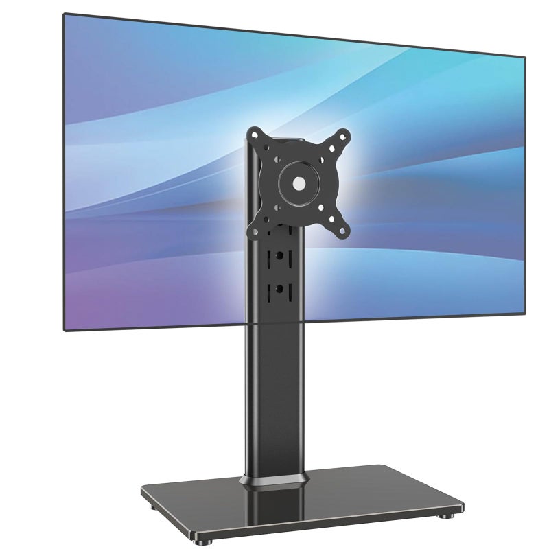 AX WABER Single Monitor Desk Stand Free-Standing Desk Mount Arm Riser for 13 inch to 32 inch Screen Freestanding VESA Mount Base, Adjustable Height, Tilt, Swivel, Rotation, Black AX05TB01 - Image 1