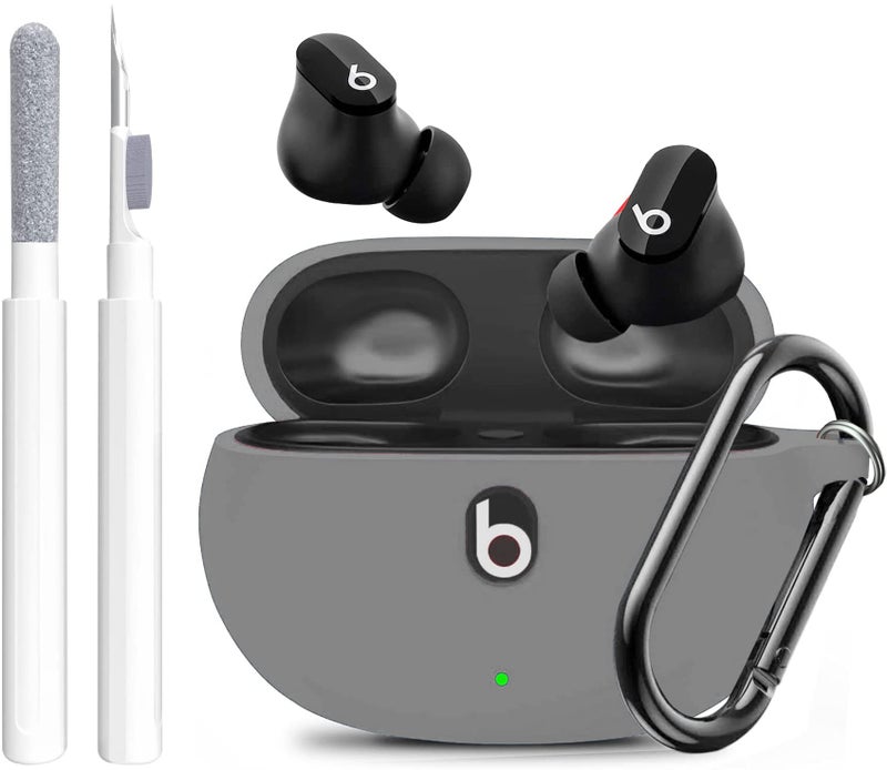 Olytop for Beats Studio Buds/Bud + Case with Cleaner kit 2021/2023, Soft Silicone Case New Beat Studio Buds Plus Cover Protective Skin with Keychain for Beat Studio Earbuds, Grey - Image 1