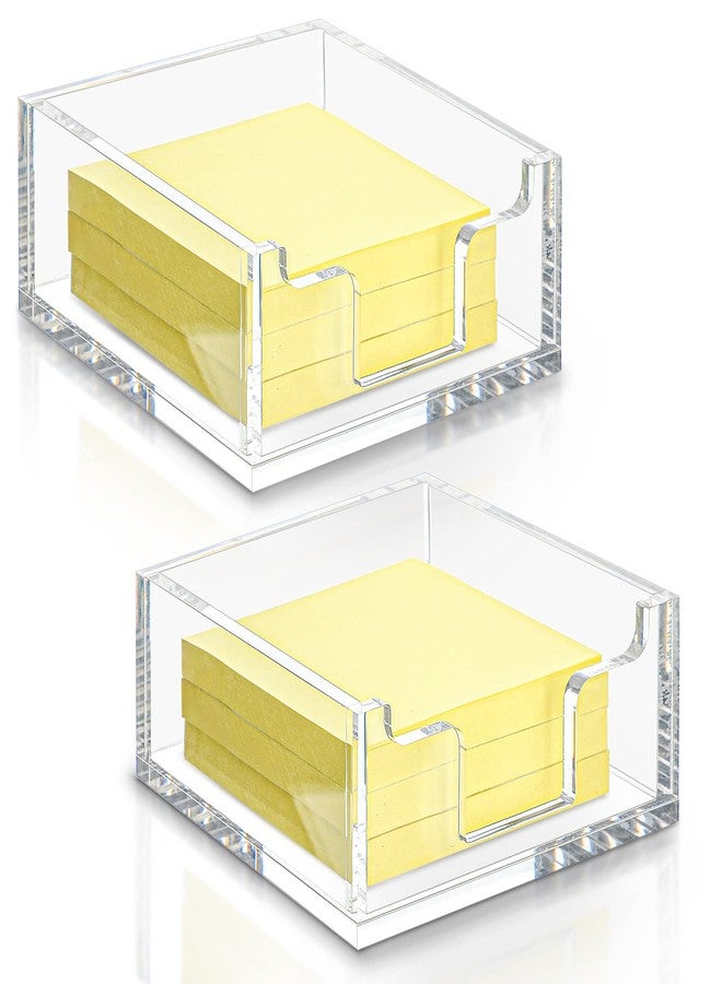 Yookeer Acrylic Sticky Note Holder 3.94 x 3.94 Clear Acrylic Notepad Holder Sticky Note Dispenser for Desk Organizer Office Home(2 Pack) - Image 1