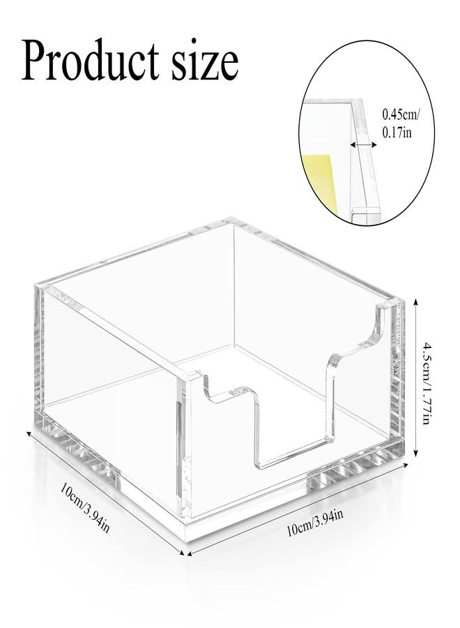 Yookeer Acrylic Sticky Note Holder 3.94 x 3.94 Clear Acrylic Notepad Holder Sticky Note Dispenser for Desk Organizer Office Home(2 Pack) - Image 2