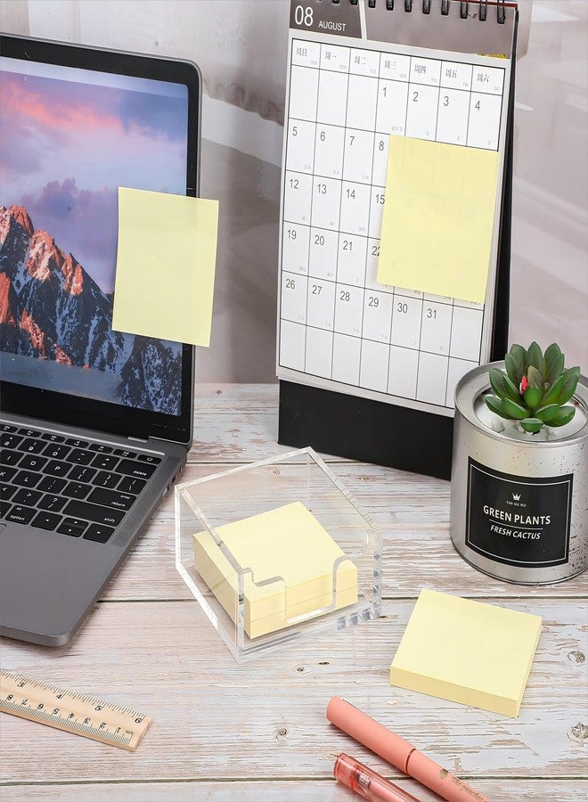 Yookeer Acrylic Sticky Note Holder 3.94 x 3.94 Clear Acrylic Notepad Holder Sticky Note Dispenser for Desk Organizer Office Home(2 Pack) - Image 4