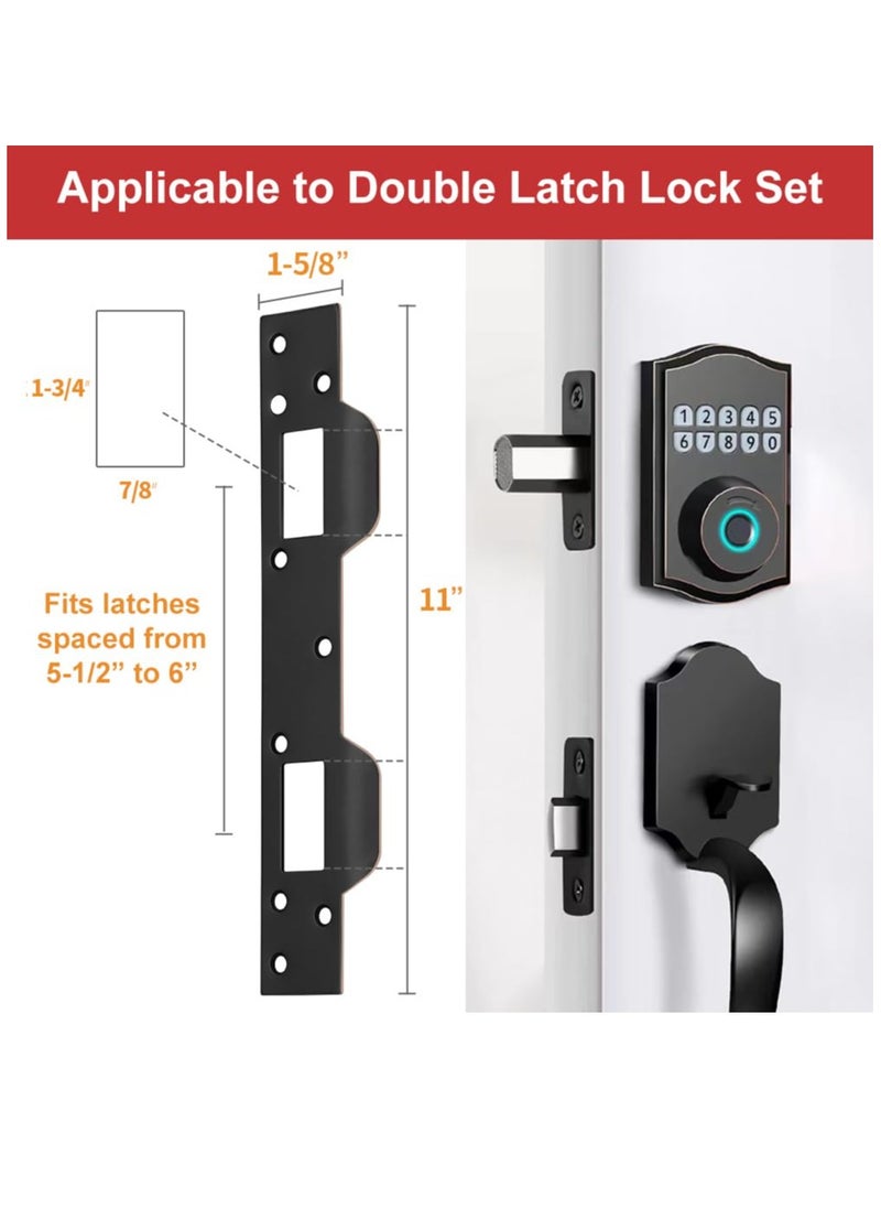 KASTWAVE - Door Strike Plate Oil Rubbed Bronze, Security Latch Plate for Exterior Interior Door, for Dead Latch and Deadbolt, Reinforcement Striker Plates Double Hole - Image 1
