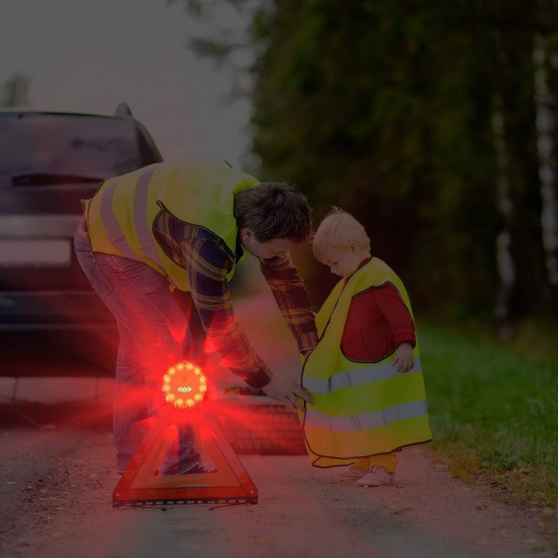 AK [12 Pack LED Road Flares Safety Flashing Warning Light Roadside Emergency Disc Beacon Kit for Vehicles Boats with Magnetic Base & Hook, Premium Storage Bag (Batteries Not Included) (12) - Image 4