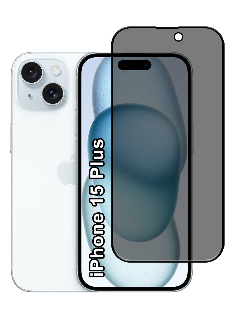 Case Up Privacy Screen Protector For Apple iPhone 15 Plus 9H Hardness Anit Spy Tempered Glass Film [100% Privacy Protection], Bubble Free Easy Installation, Full Coverage And Anti Scratch - Image 1