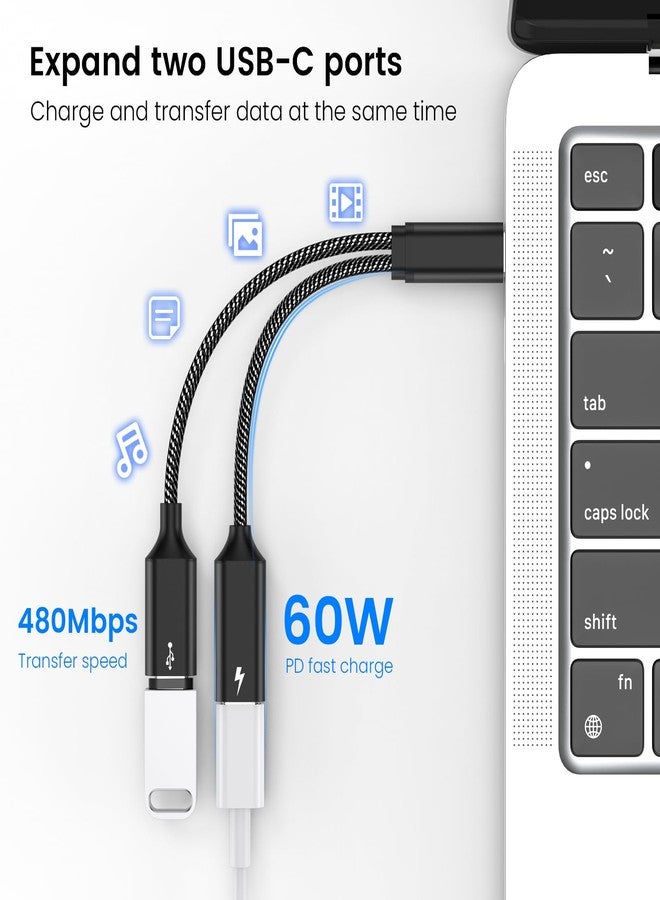 MOGOOD USB C Splitter USB C to USB C Female Adapter USB Y Splitter Cable(NOT for Monitor) USB C Male to 2USB-C Female Cord Double USB C Port Hub USB C Charging Split Adapter for Mac,Xbox One,PS5,Laptop - Image 4