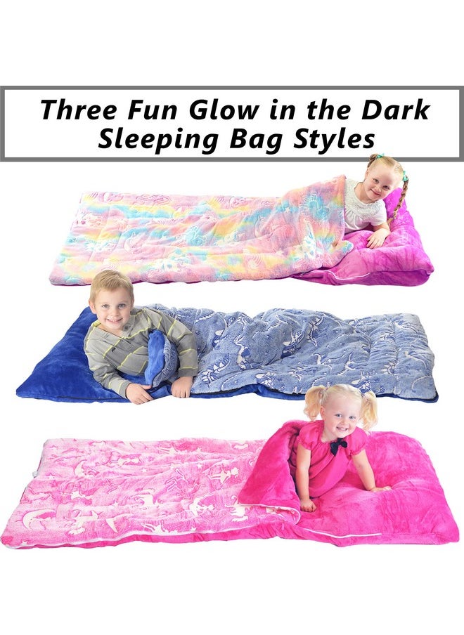 DreamsBe Glow-in-the-Dark Unicorn Sleeping Bag for Girls - Plush, Luminescent Pink Nap Mat, 66 x 30in  - Image 4