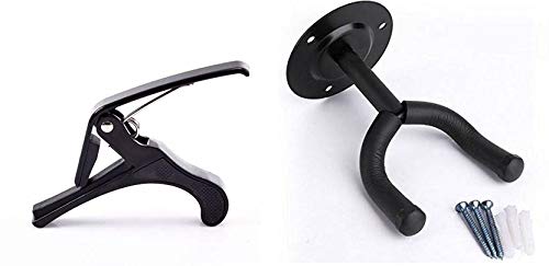MUSTANG Wall Hanger With Guitar Capo Clutch Guitar Capo (Black) - Image 1