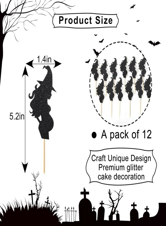 Agkvw 12pcs Halloween Witch Baby Shower Cupcake Toppers - Cauldron Witch Gender Reveal Party Decorations, Halloween Boy or Girl Cupcake Toppers - Image 4