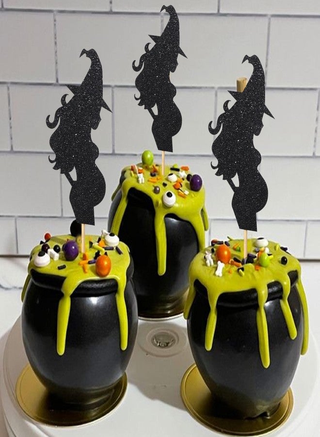 Agkvw 12pcs Halloween Witch Baby Shower Cupcake Toppers - Cauldron Witch Gender Reveal Party Decorations, Halloween Boy or Girl Cupcake Toppers - Image 3