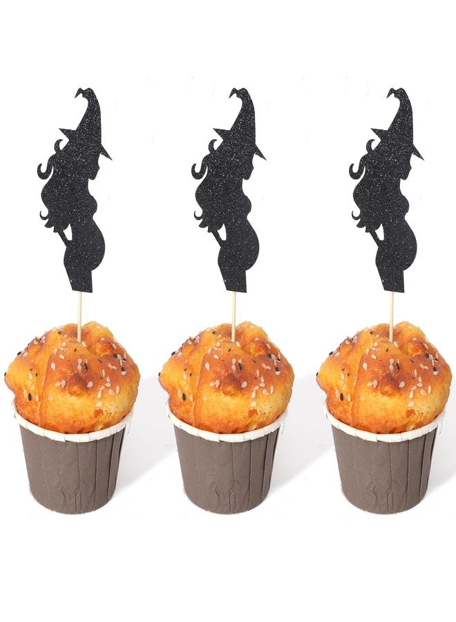 Agkvw 12pcs Halloween Witch Baby Shower Cupcake Toppers - Cauldron Witch Gender Reveal Party Decorations, Halloween Boy or Girl Cupcake Toppers - Image 1