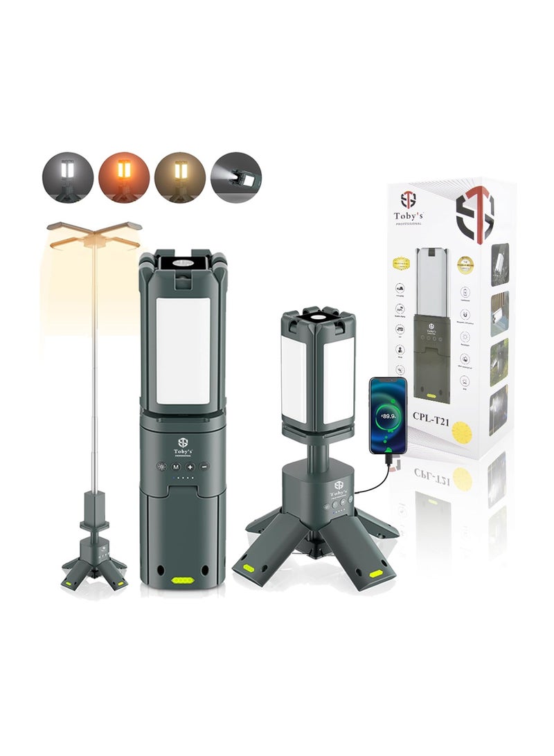 توبيز طاولة تخييم ألمنيوم قابلة للطي باللون الأسود من Toby’s مع فانوس LED تلسكوبي محمول – خفيف الوزن، متين، متعدد أوضاع الإضاءة للنزهات، التخييم، المشي، والأنشطة الخارجية - Image 5