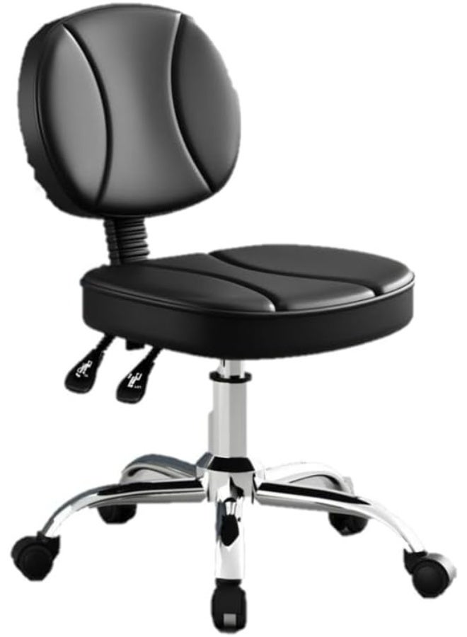 BLC Rolling Chair Adjustable Height With Backrest| PU Leather Swivel Chair| Adjustable Back Support| Heavy Duty Hydraulic Chair With Wheels, Black - Image 1