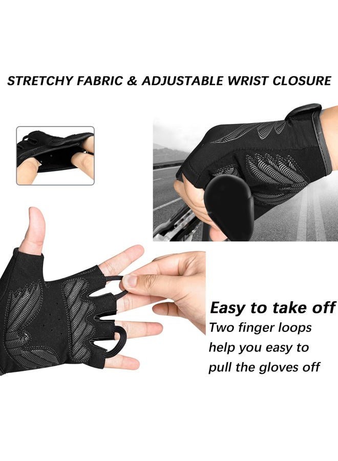 MOREOK Cycling Gloves Bike Gloves for Men/Women-[5MM Gel Pad] Biking Gloves Half Finger Road Bike MTB Bicycle Gloves-black-128-M - Image 5