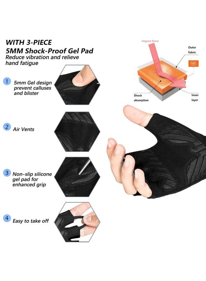 MOREOK Cycling Gloves Bike Gloves for Men/Women-[5MM Gel Pad] Biking Gloves Half Finger Road Bike MTB Bicycle Gloves-black-128-M - Image 2