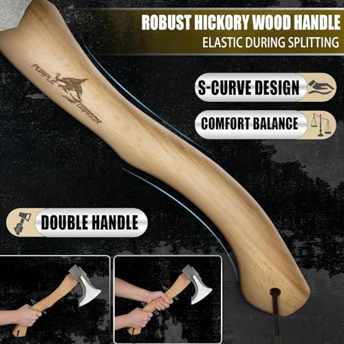 Purple Dragon Camping Hatchet 14.7 Inch Hand Forged Splitting Axe - Outdoor Wood Splitting Chopping & Carving Tool with Leather Sheath Bushcraft Survival Wooden for Men and Women - Image 4