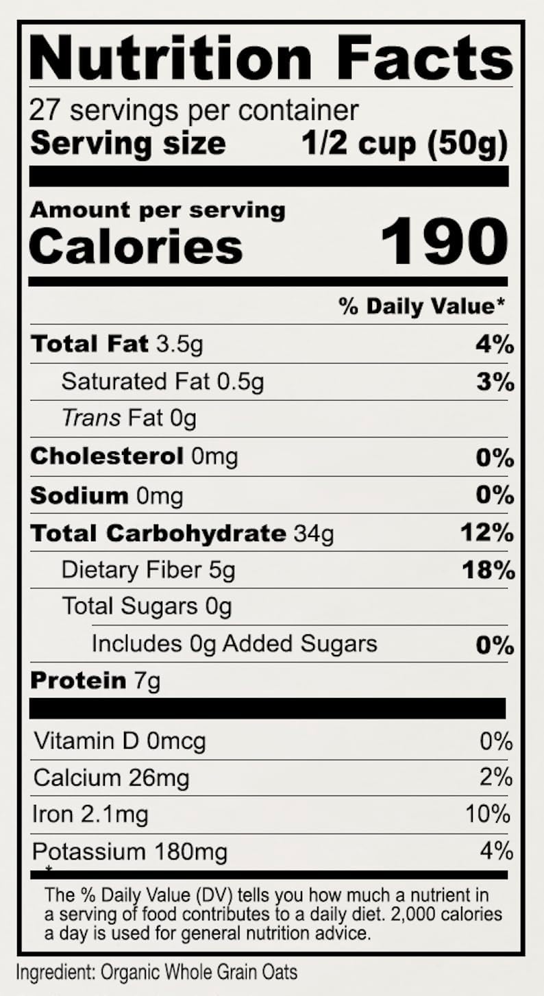 Anthony's Organic Rolled Oats 1.4kg - Gluten Free, Non-GMO, Old Fashioned Whole Grain - Image 3