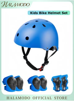 HALAMODO Kids Adjustable Bike Helmet with Knee Pads Elbow Pads Wrist Guards Multi-Sport Cycling Riding Scooter Skating Helmet Skateboard Helmet for Ages 2-3-5-8-14 Kids Toddler Girls Boys  - Image 1
