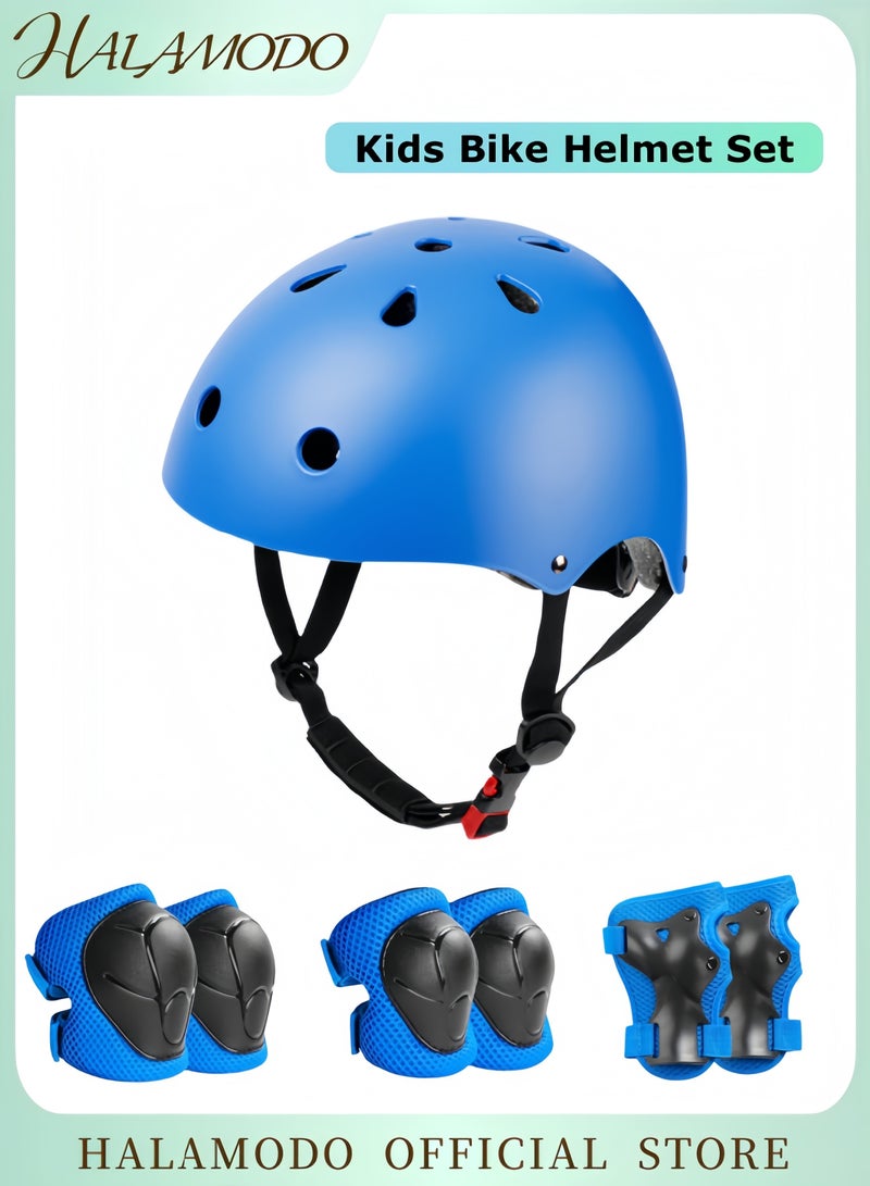 HALAMODO Kids Adjustable Bike Helmet with Knee Pads Elbow Pads Wrist Guards Multi-Sport Cycling Riding Scooter Skating Helmet Skateboard Helmet for Ages 2-3-5-8-14 Kids Toddler Girls Boys  - Image 1