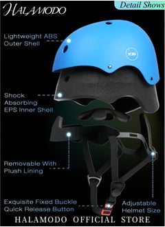 HALAMODO Kids Adjustable Bike Helmet with Knee Pads Elbow Pads Wrist Guards Multi-Sport Cycling Riding Scooter Skating Helmet Skateboard Helmet for Ages 2-3-5-8-14 Kids Toddler Girls Boys  - Image 2