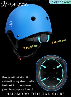 HALAMODO Kids Adjustable Bike Helmet with Knee Pads Elbow Pads Wrist Guards Multi-Sport Cycling Riding Scooter Skating Helmet Skateboard Helmet for Ages 2-3-5-8-14 Kids Toddler Girls Boys  - Image 3