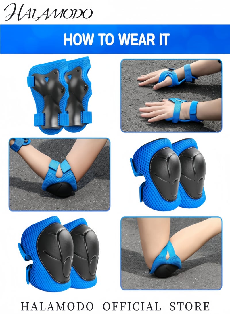 HALAMODO Kids Adjustable Bike Helmet with Knee Pads Elbow Pads Wrist Guards Multi-Sport Cycling Riding Scooter Skating Helmet Skateboard Helmet for Ages 2-3-5-8-14 Kids Toddler Girls Boys  - Image 5